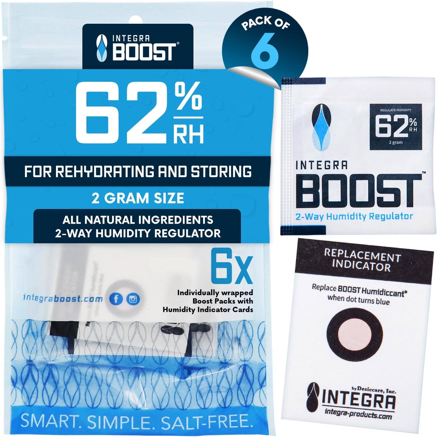 Integra Boost 2-Way Humidity Control 2 gram pack front view for herb preservation.