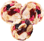 Close up of granola clusters and berries