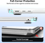 Bottom view of EooCoo MacBook Air case showing heat ventilation slots and rubber feet.