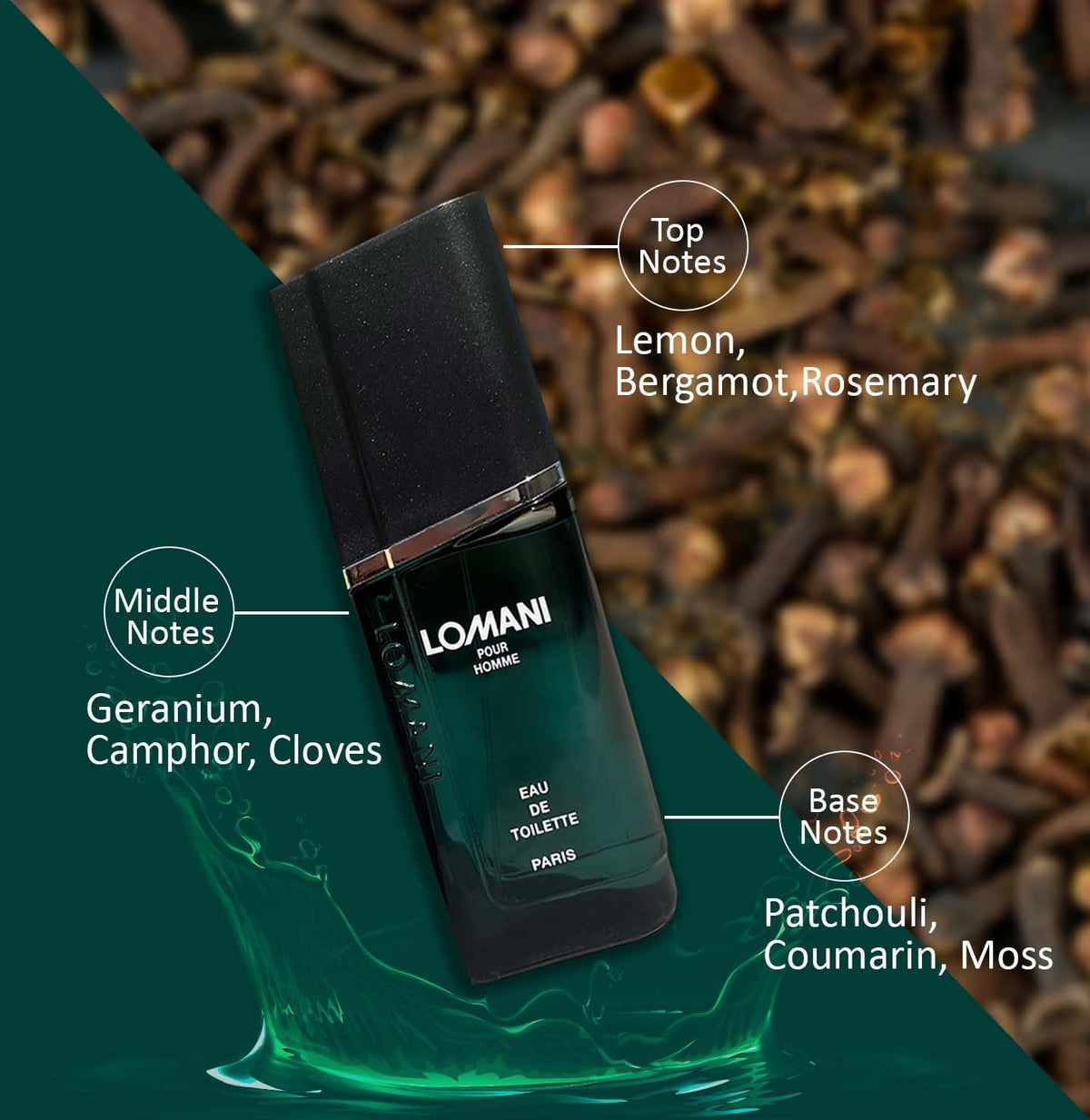Lomani Pour Homme 3.3 fluid ounce box packaging