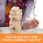Hasbro Jenga hardwood blocks stacked in tower form