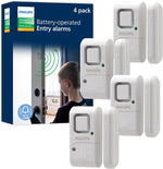 Philips personal security window and door alarm front view showcasing the modern white wireless sensor units.