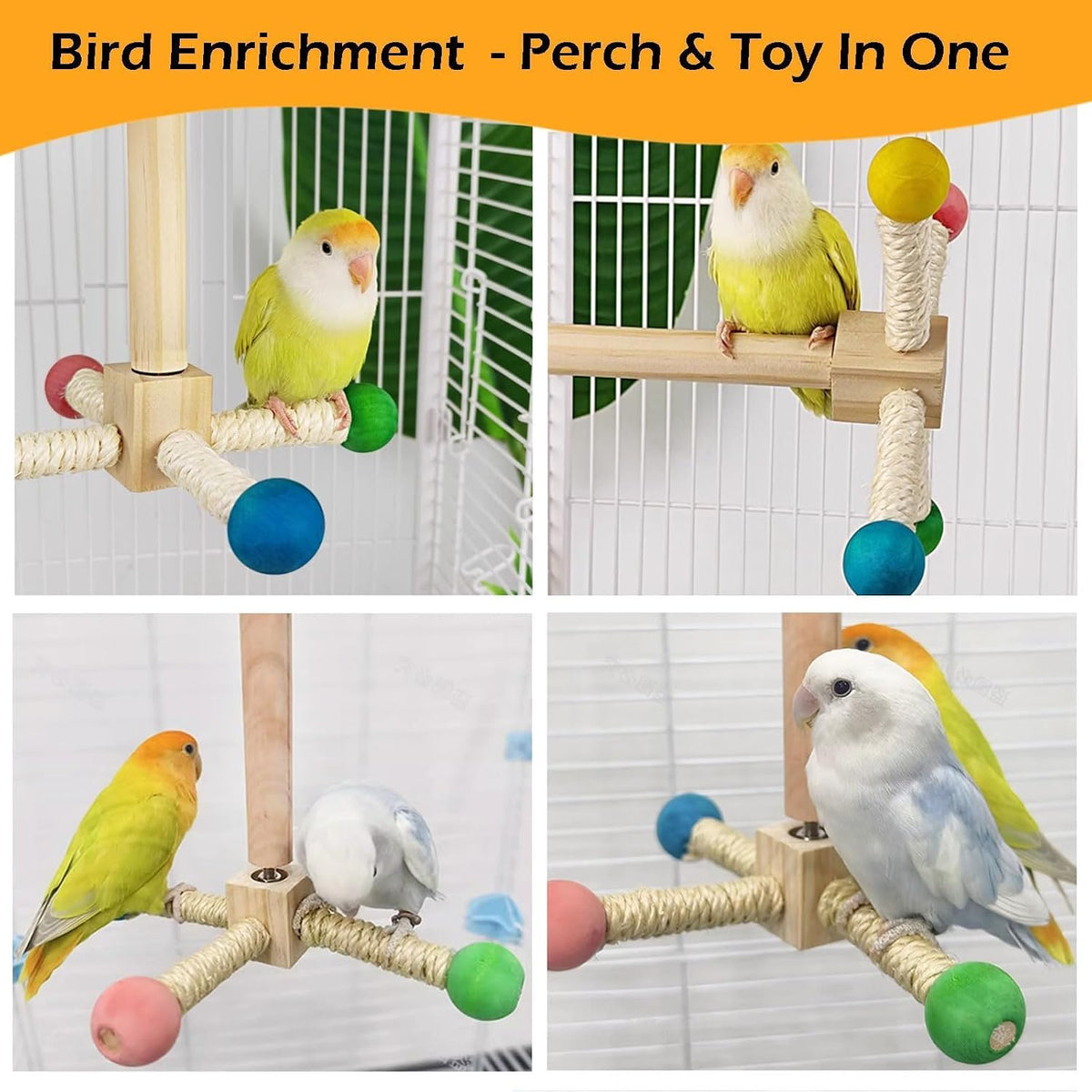 Authentic packaging of Jevnd bird stand perch toy showcasing its suitability for small pet birds