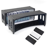 Alavisxf Xx CD storage rack two pack front view holding slim cases on a music room desk