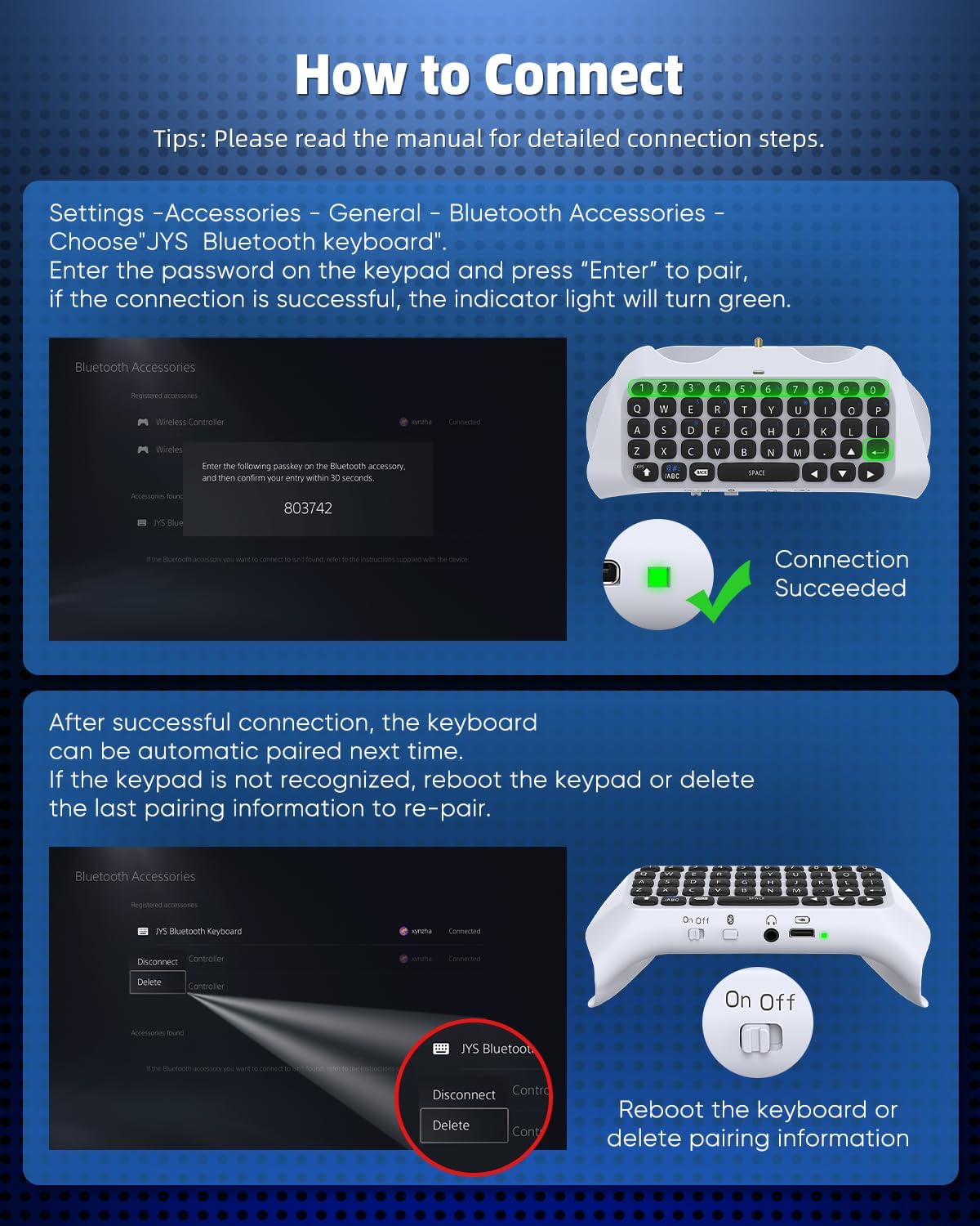 MENEEA portable keyboard for PS5 controller in white color variant