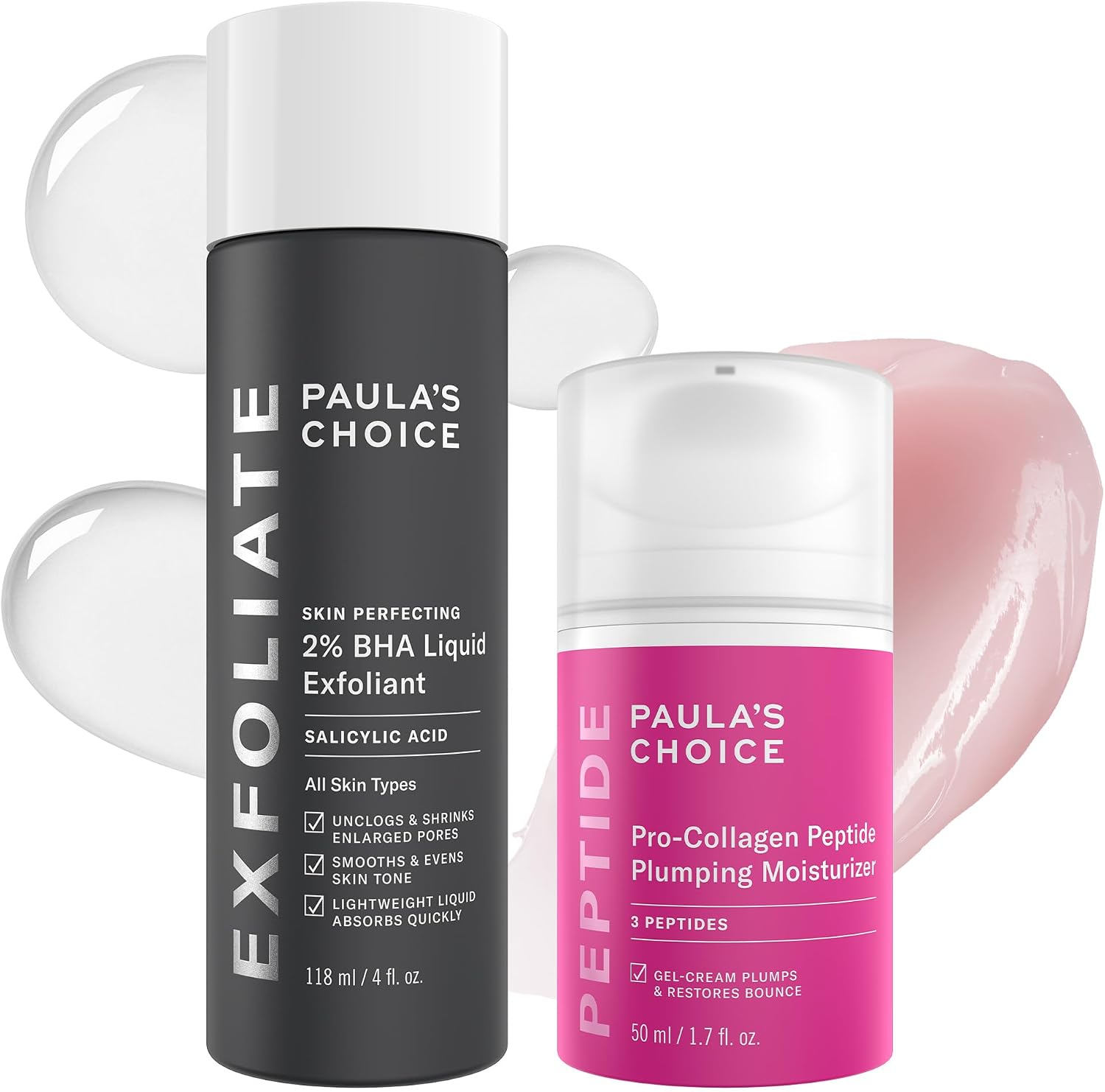 Paula's Choice Skin Perfecting liquid exfoliant and moisturizer front view