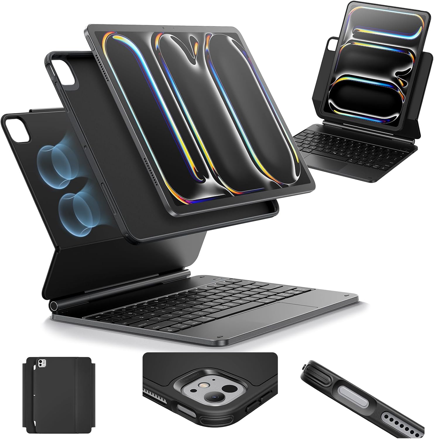 ESR iPad Pro 11 M4 keyboard case front view showing illuminated keys