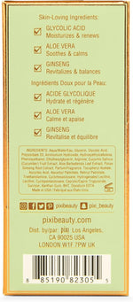 Close up of Pixi Beauty exfoliating serum bottle