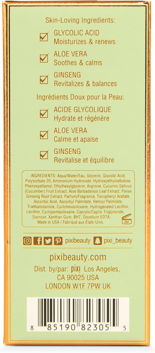 Close up of Pixi Beauty exfoliating serum bottle