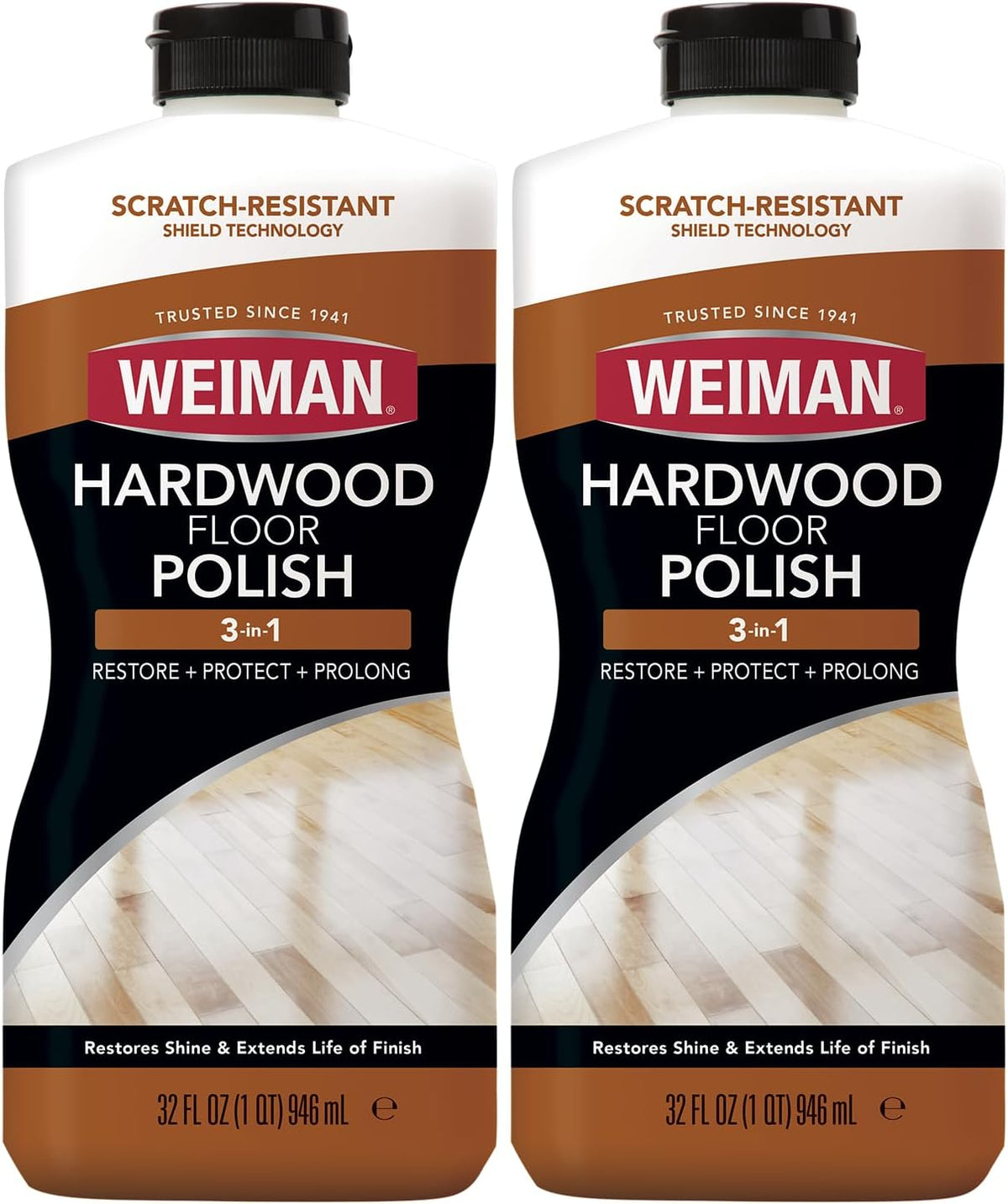 Weiman wood floor polish and restorer front view bottle