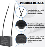 Podoy ceiling fan capacitor specification label closeup