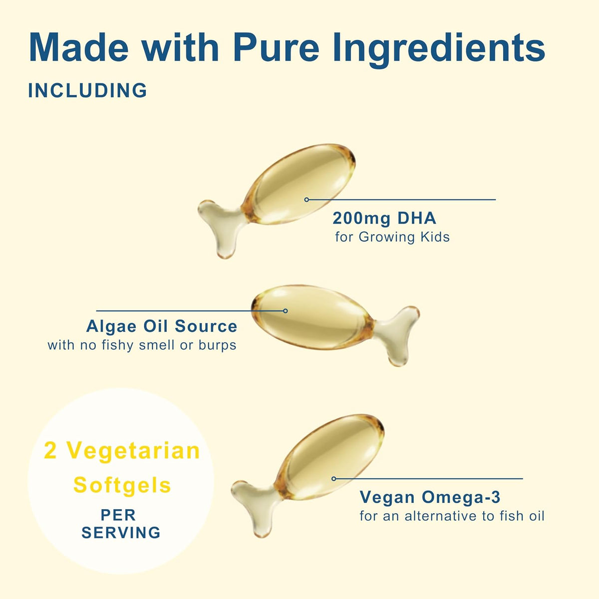 Micro Ingredients Kids Omega-3 vegetarian softgels close up