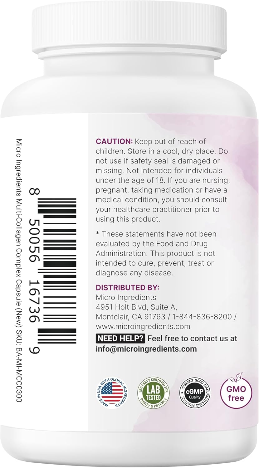 Micro Ingredients 2 Pack Multi Collagen Pills for Women & Men, 480 Capsules | Type I, II, III, V, X | Hydrolyzed Protein Peptides with Biotin, Hyaluronic Acid, & Vitamin C | Keto & Paleo Friendly - Image 9