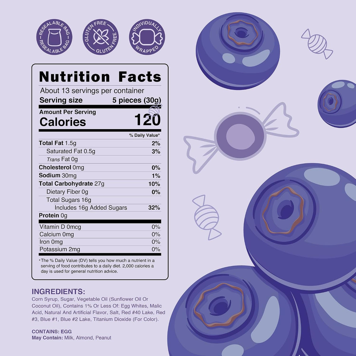 Snackathon Huckleberry Taffy individually wrapped gourmet candies soft chewy treats
