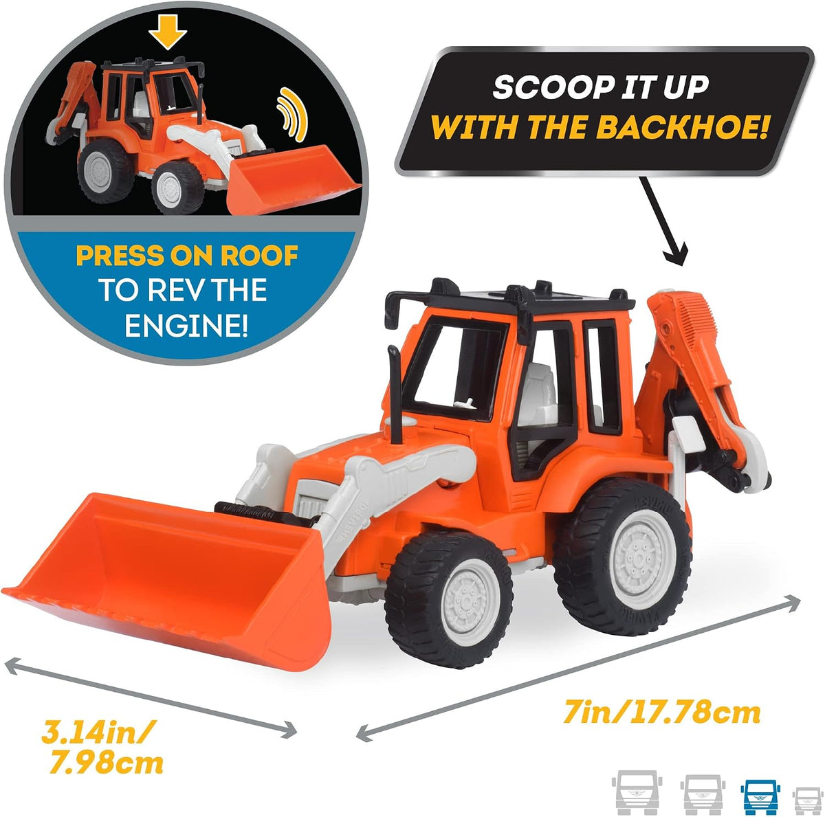 Driven by Battat construction vehicle with fold out support legs