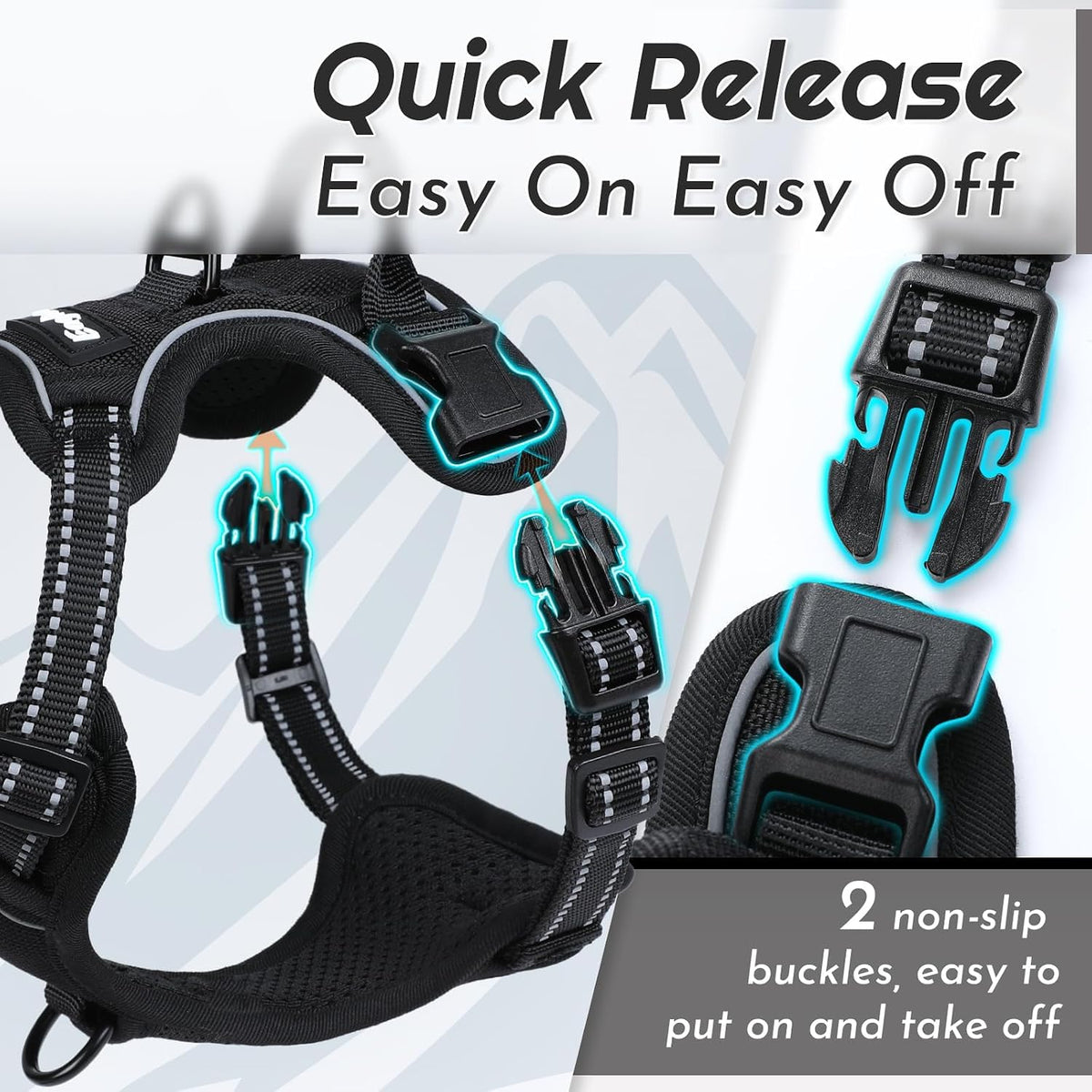 Eagloo vest showing quick-snap buckles and top control handle