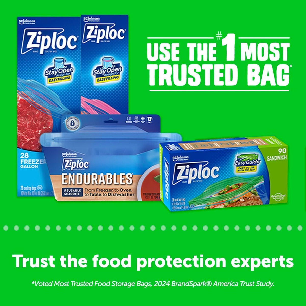 Ziploc brand storage bags lifestyle application shot