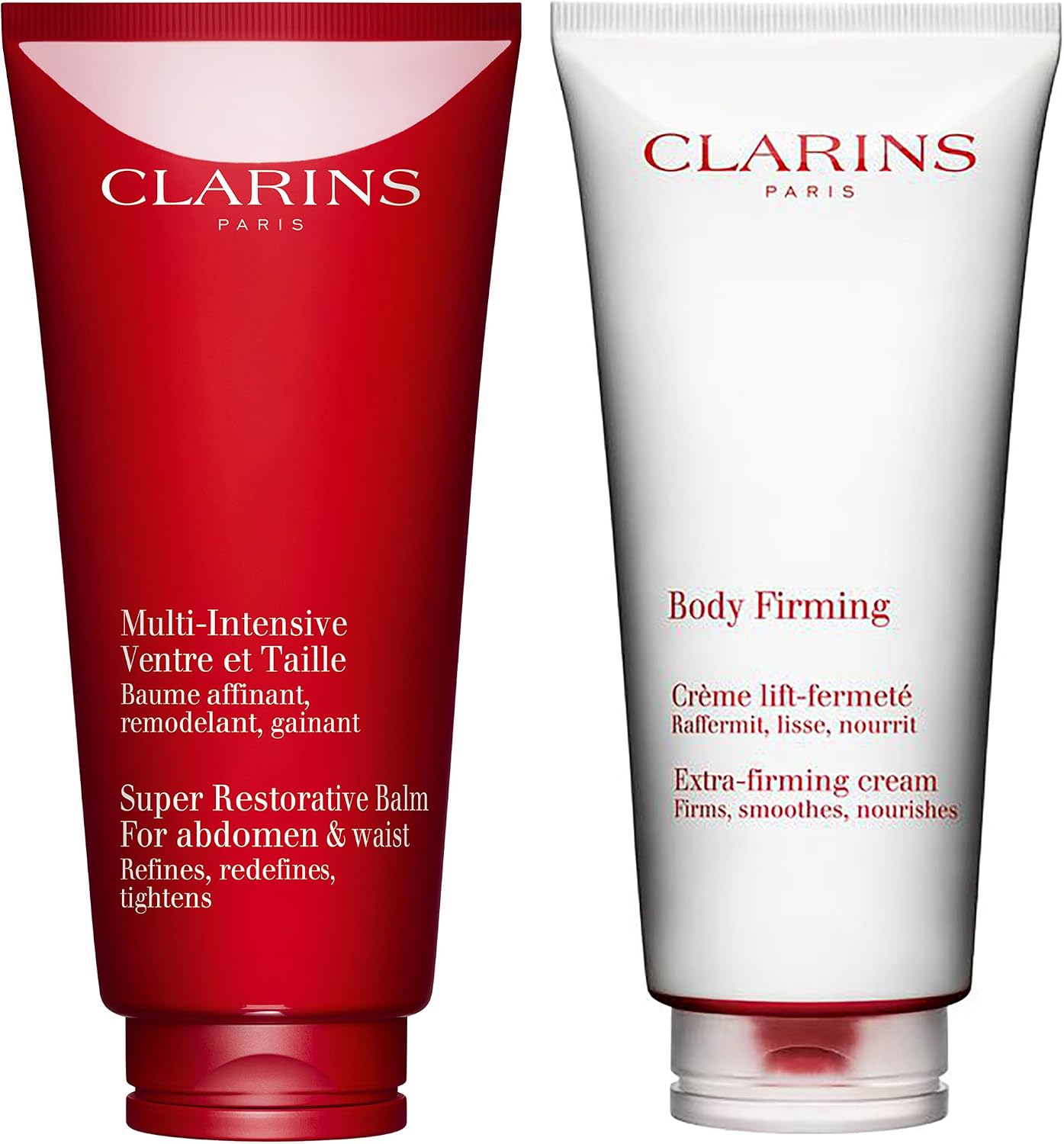 Clarins extra-firming body cream and abdomen waist bundle front view luxury skincare