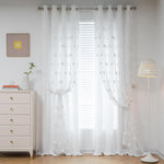MYSKY HOME White Curtains for Bedroom 63 Inch Long Double Layer Curtains for Kids Room Kithen White Pom Pom Sheer Nursery Curtains Grommet Room Darkening Window Curtains 2 Panels Set, 52 x 63 Inch - Image 9