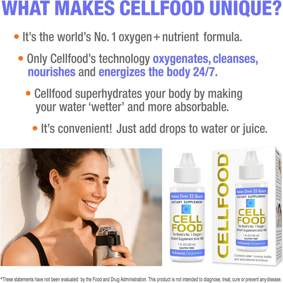 Cellfood dietary supplement drop dropper mechanism