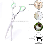 LovinPet safe pet fur trimming shears displaying curved blade design.