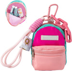 Scktoo ZHUOGWJFJ asthma inhaler case front view showing the vibrant pink and teal colorblock design
