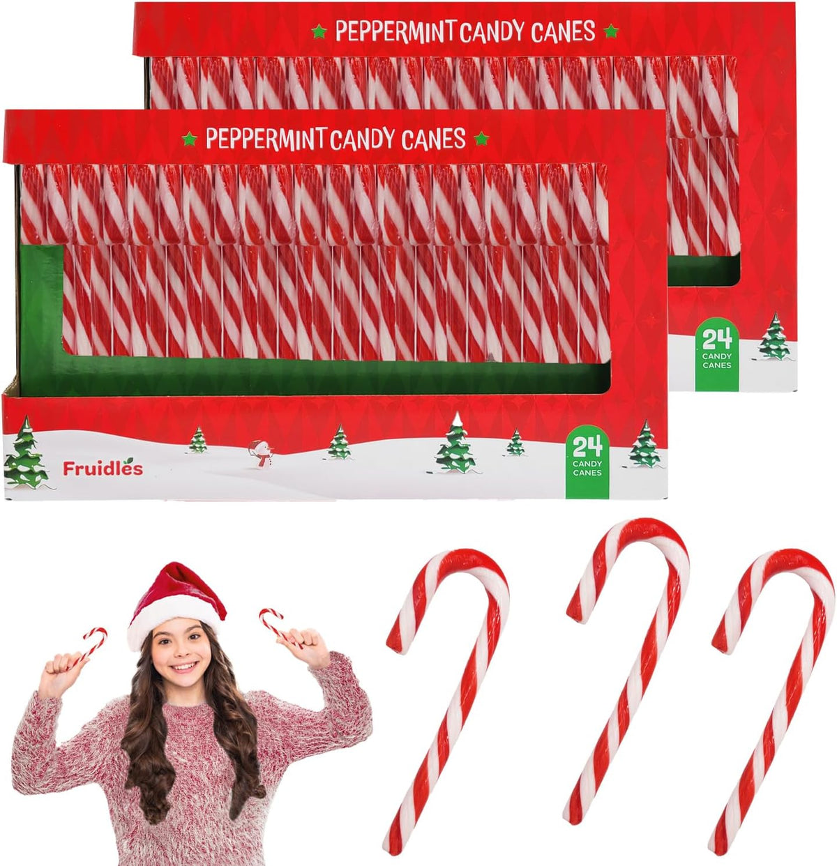 Fruidles artisanal designed red and white striped peppermint hard candies