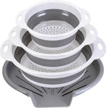 Cluren collapsible colander set front view showcasing the gray-white color scheme and 3-pack strainers.