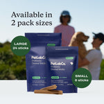 Graphic showing dental and gut health benefits of PetLab Co. chews
