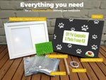 Baby Mushroom paw print kit with clay impression and photo frame display
