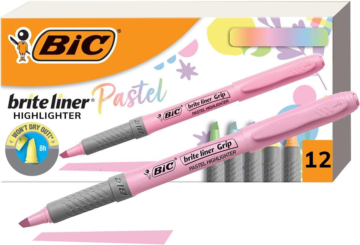 BIC Brite Liner Highlighters, Chisel Tip, 12-Count Pack, Yellow Ink - Image 13