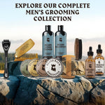 Striking Viking natural beard care products lifestyle packaging shot