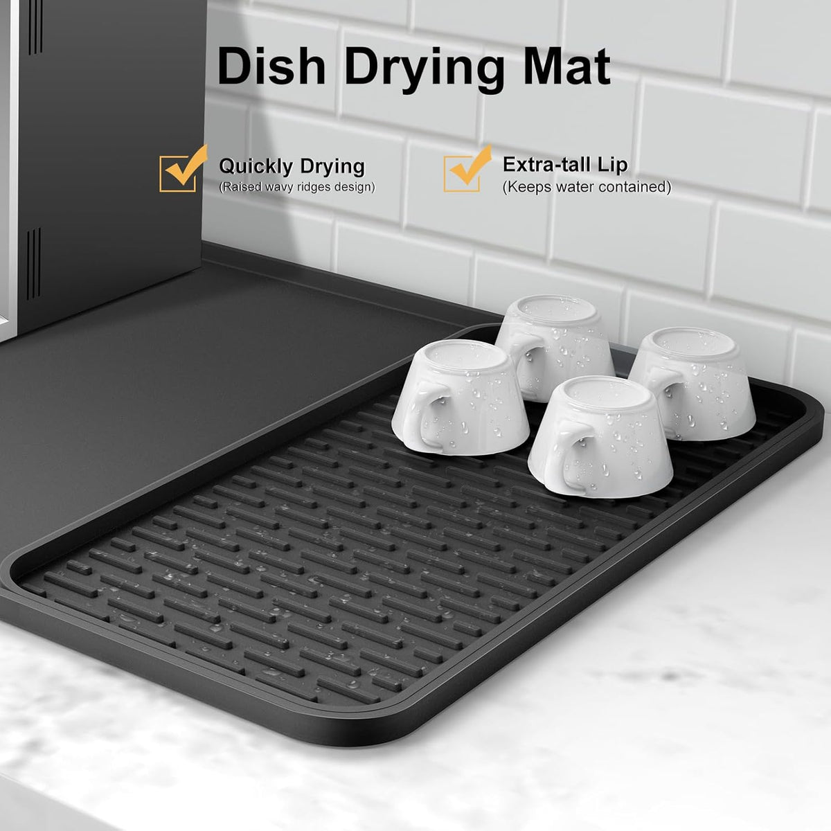 Garolue silicone mat with detachable dish drying section attached