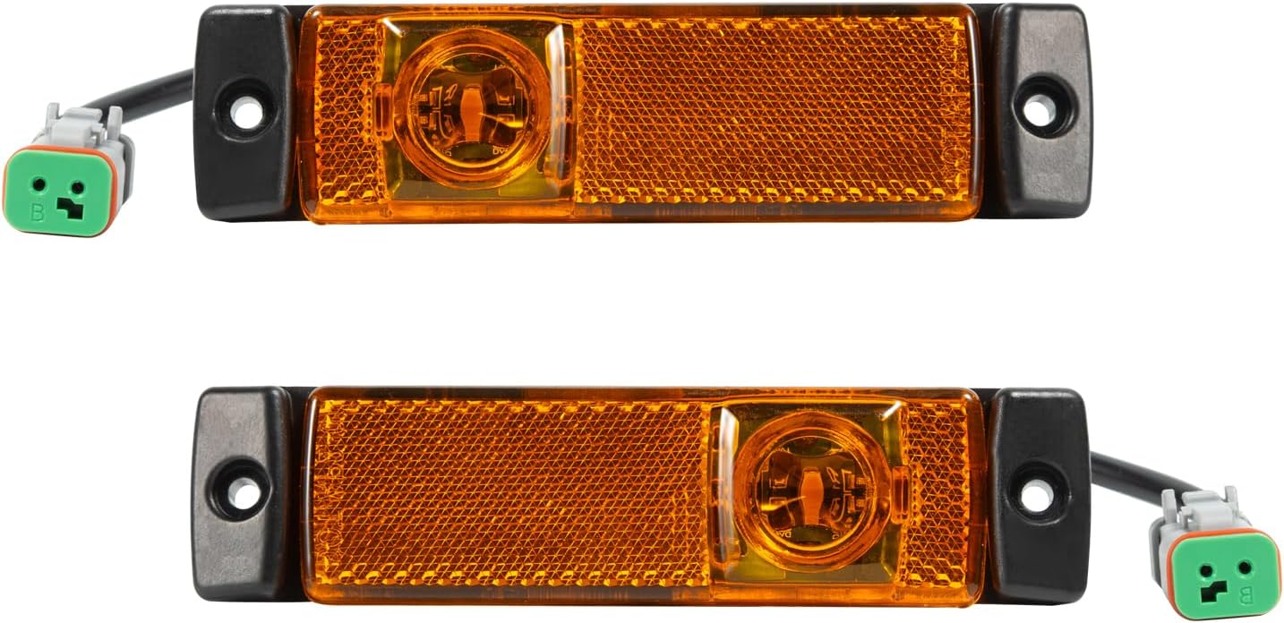 HELLA EVERESTHD LED Side Marker Light front view showing premium amber lens structure.