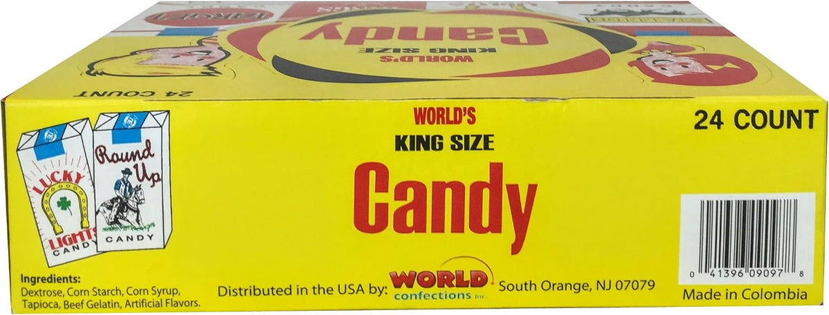 Assorted designs of World Confections King Size Candy Cigarette packs