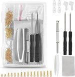 AccEncyc Gold Eyeglass Repair Tool Kit front view showing organized box with gold screws and precision screwdrivers