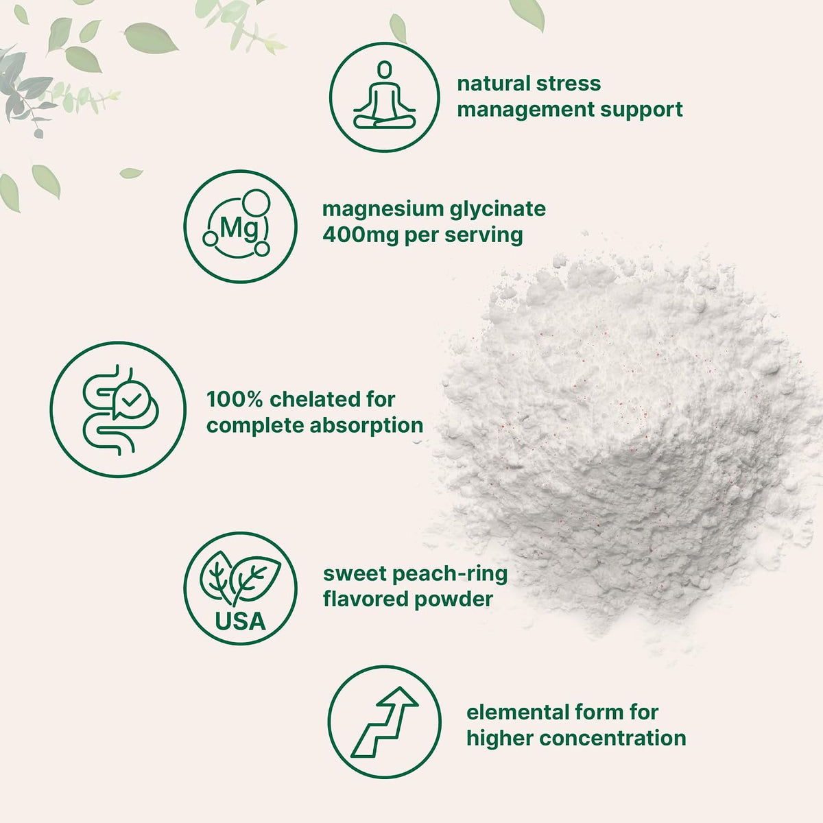 Chelated magnesium supplement container showing serving size details