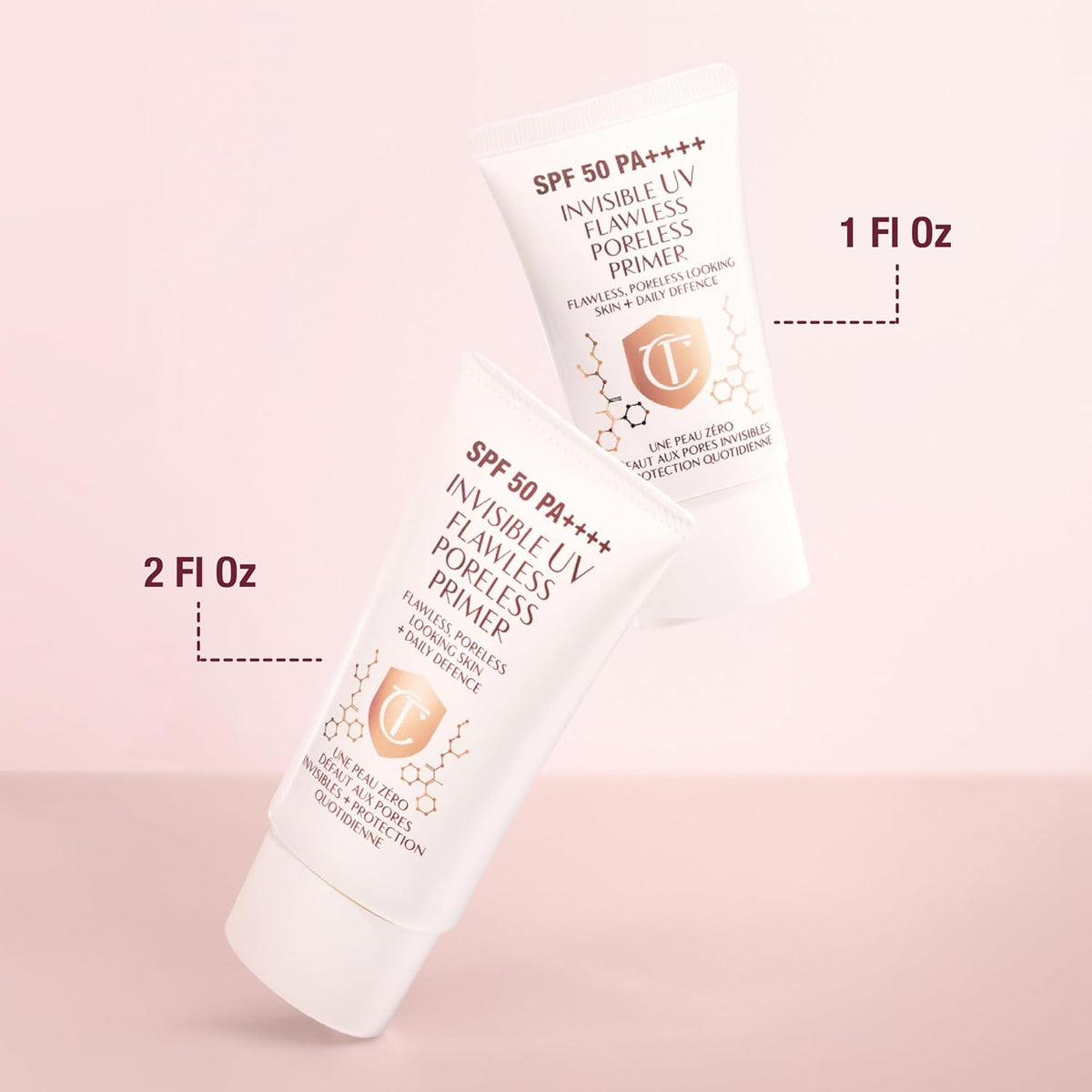 Charlotte Tilbury invisible UV flawless poreless primer travel size packaging close up