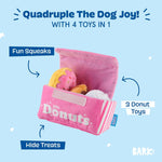 Barkbox interactive 4-in-1 donut dog toy components