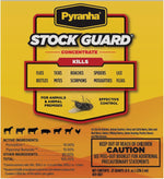 Pyranha Stock Guard Concentrate insecticide back label showing ingredients and mixing directions