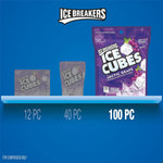 Cube shaped purple grape flavored sugar free gum with cooling crystals