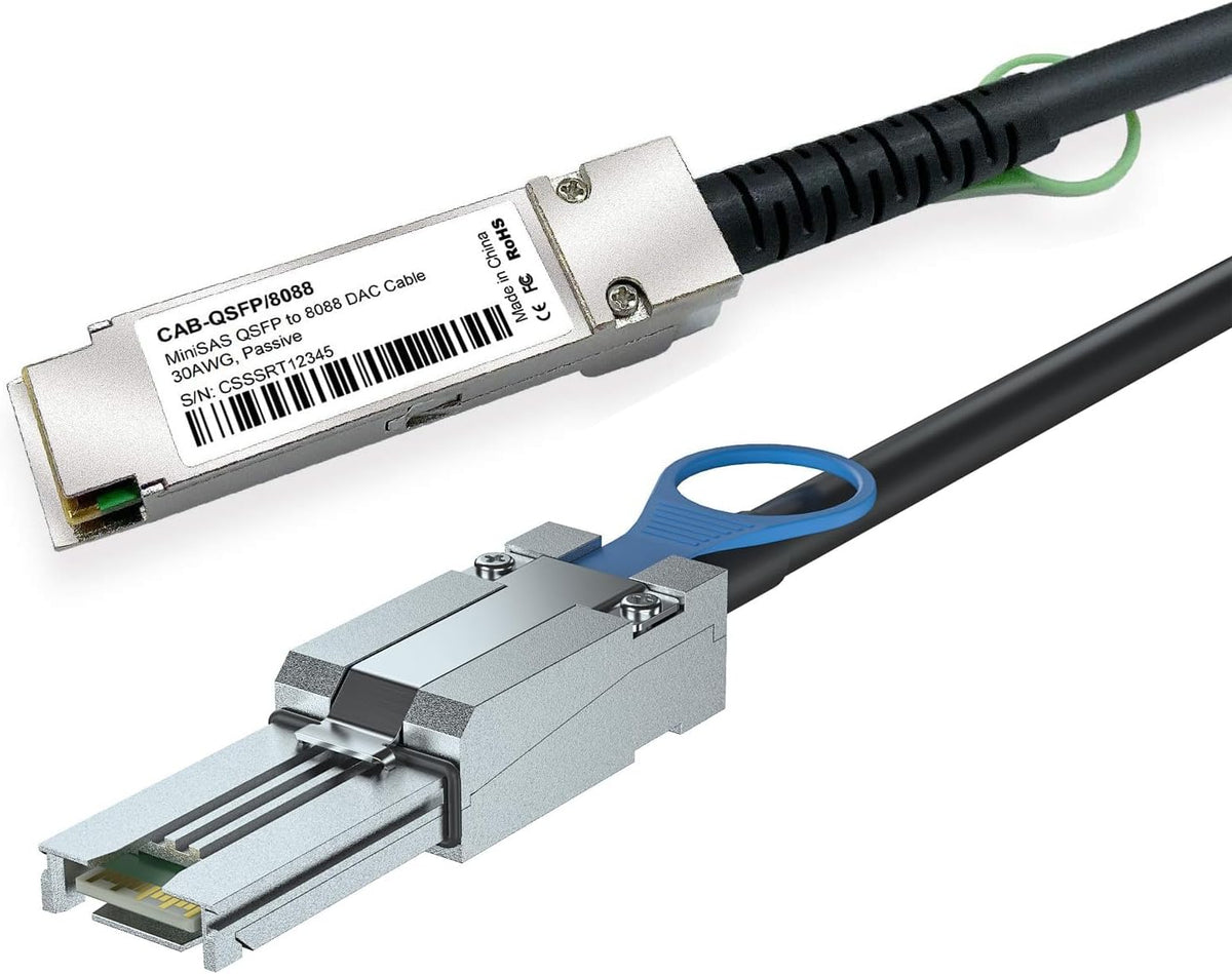 H!Fiber.com QSFP to SFF-8088 MiniSAS Cable, SFF-8436 to SFF-8088 External DDR Hybrid SAS Cable, 100-Ohm, 0.5 Meter(1.64ft), Copper Passive for NetApp DS4243 DS4246 DS2246 - Image 9