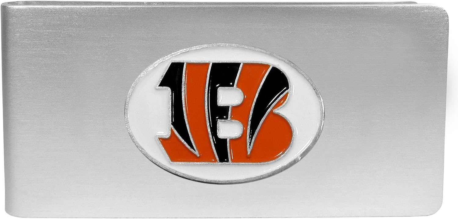 Siskiyou NFL brushed money clip front view showing enameled logo