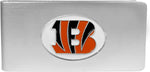 Siskiyou NFL brushed money clip front view showing enameled logo