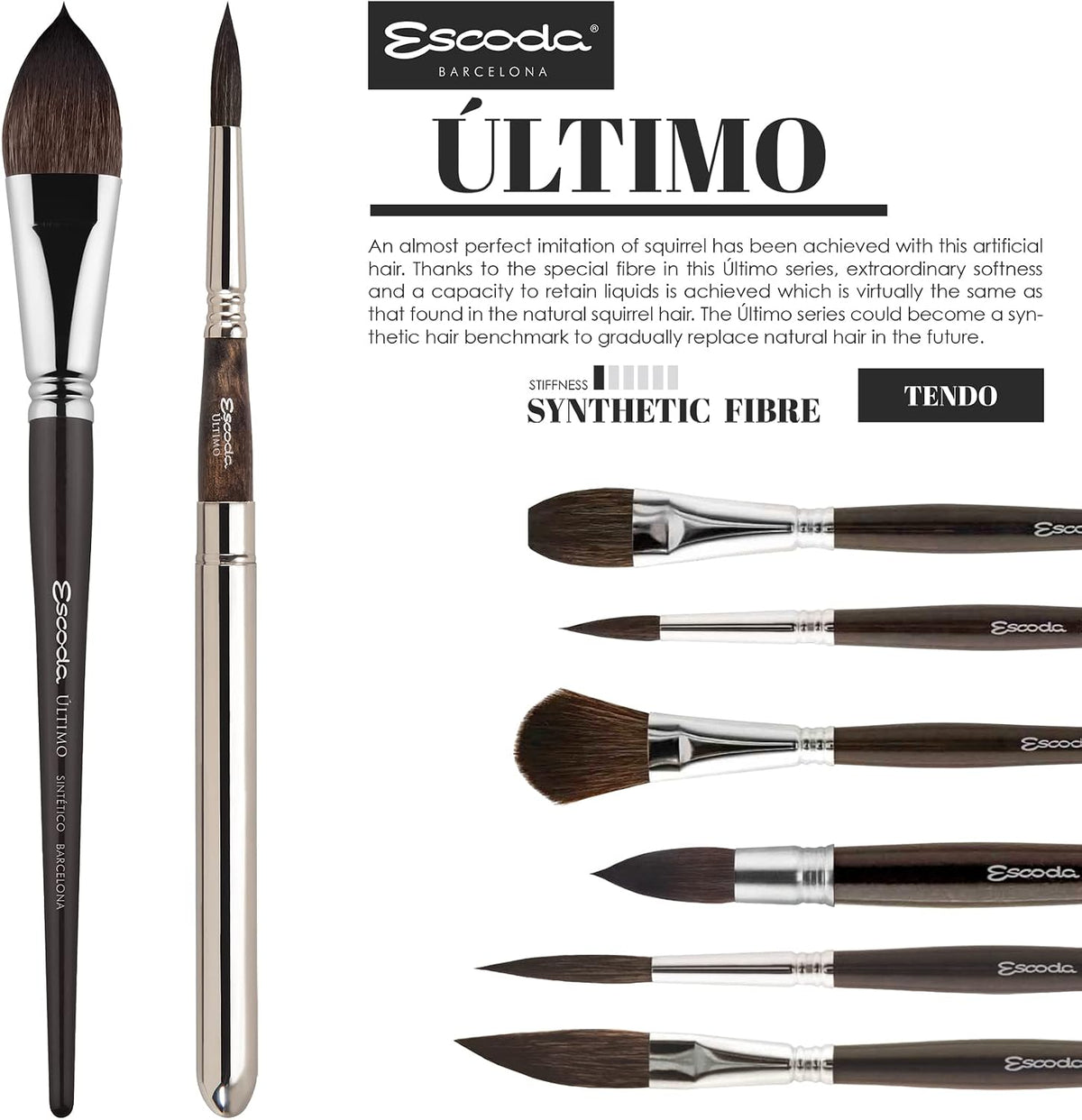 Escoda synthetic squirrel hair brush bristles view