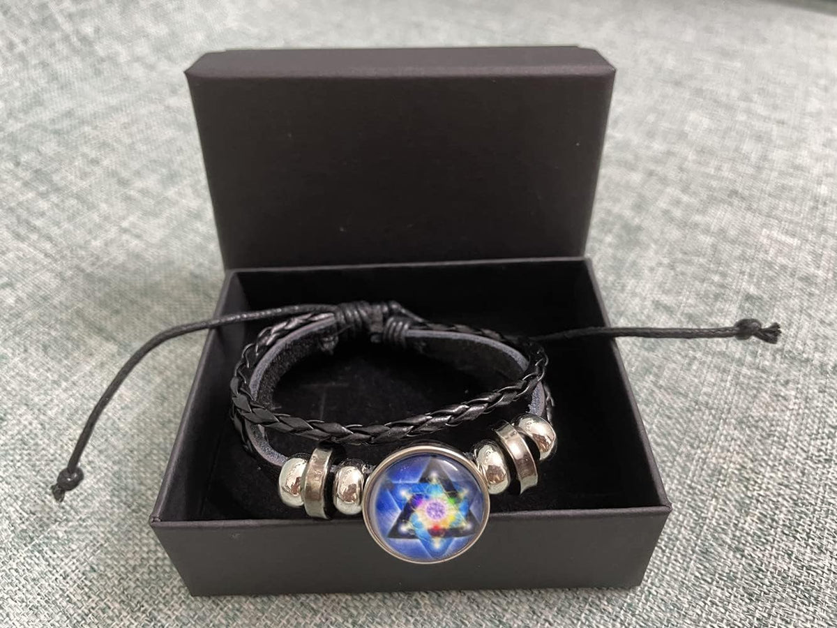 Lifestyle perspective of the religious adjustable bracelet worn on hand.