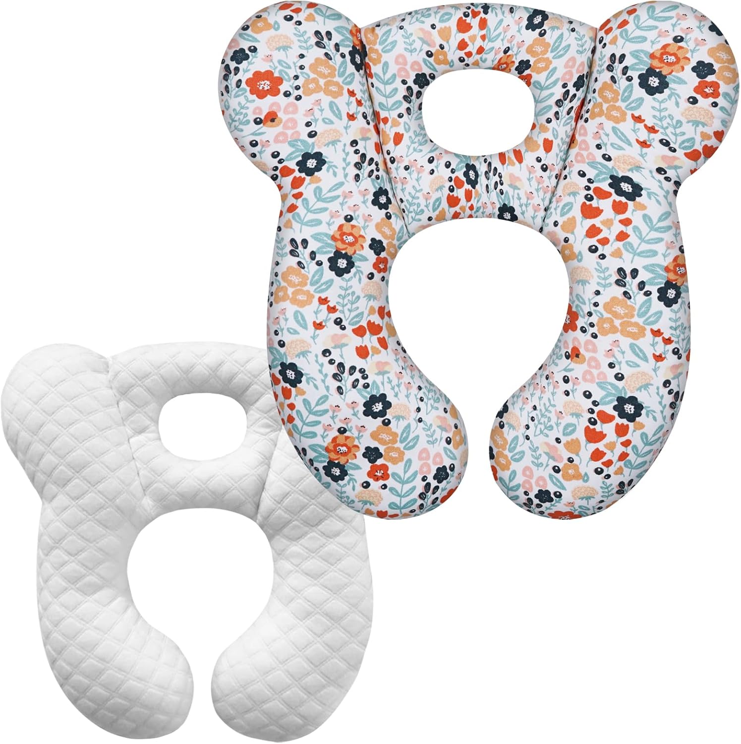 XIGGA Baby Travel Pillow front view of soft U shaped floral support cushion