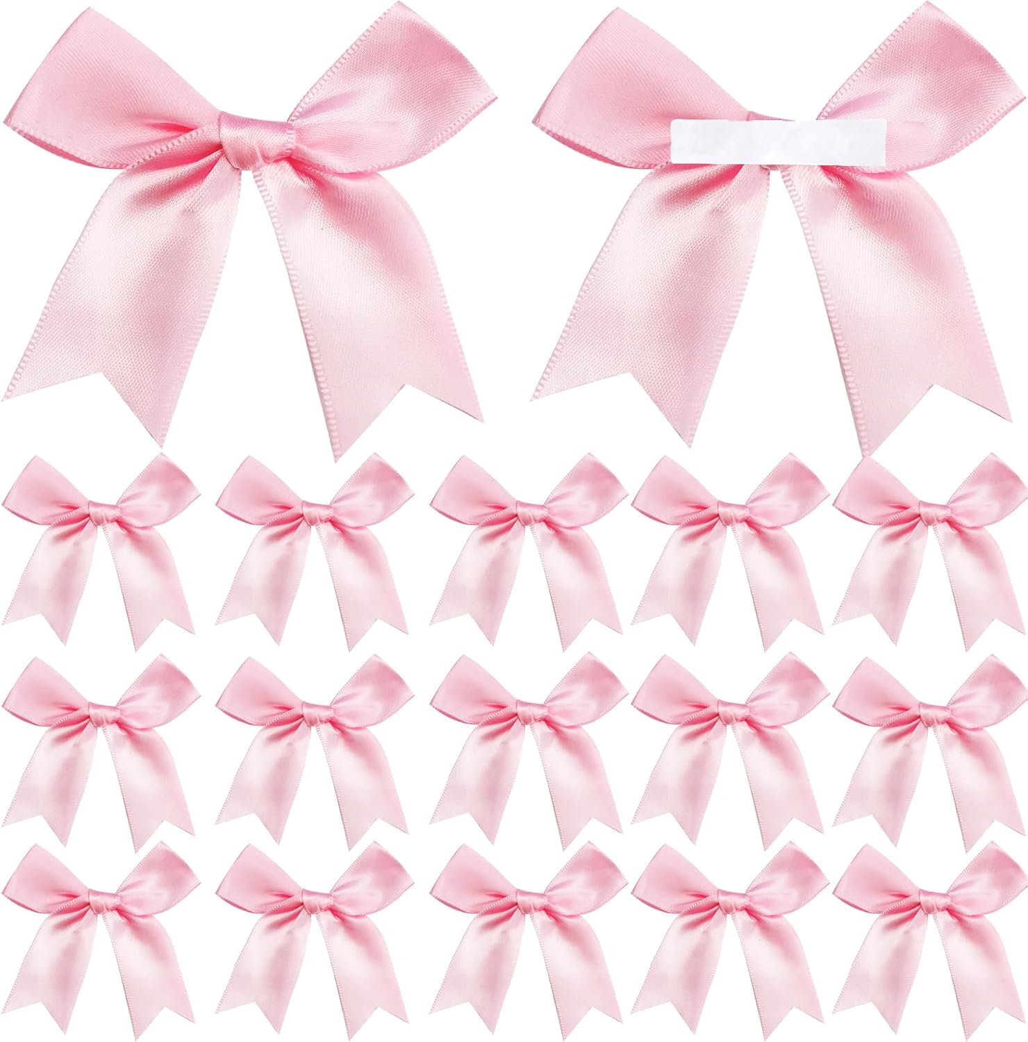 Amstorer premium satin ribbon gift wrap bows fifty piece light pink front view pack
