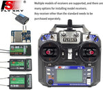 Flysky RC transmitter side profile showing grip design.