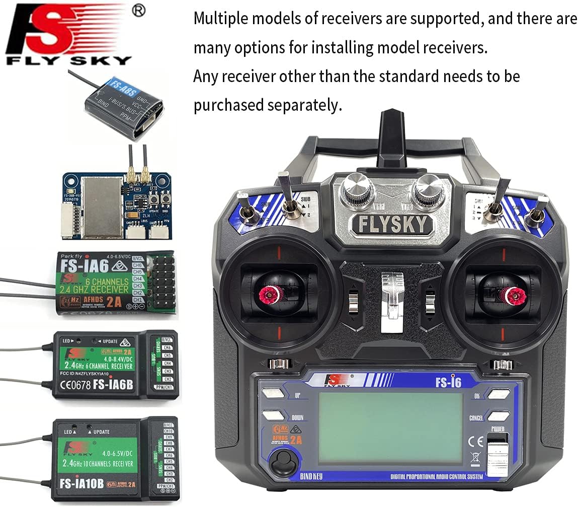Flysky RC transmitter side profile showing grip design.